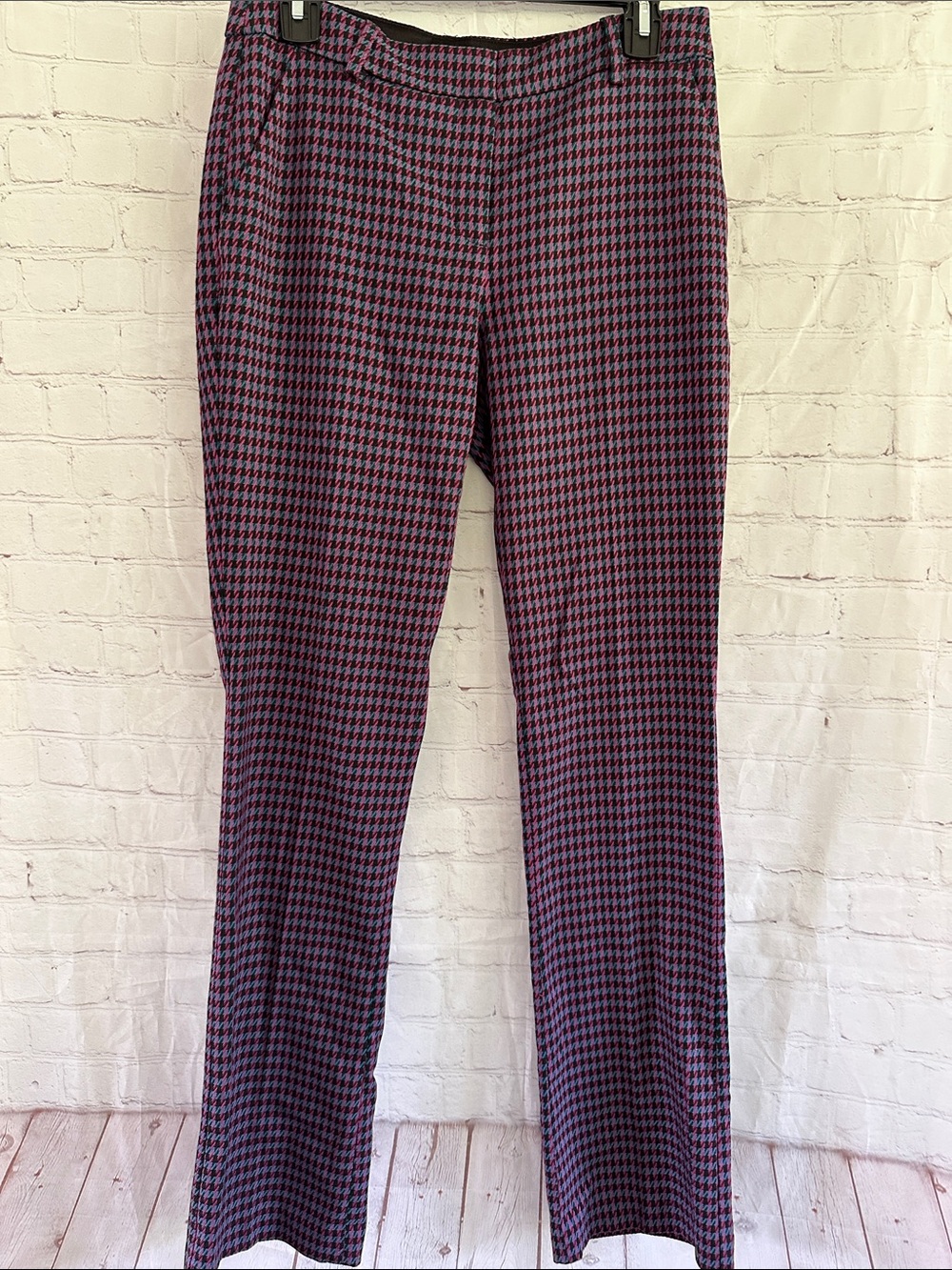 Express Columnist Barely Boot Mid rise Houndstooth Pants size 6
